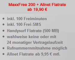 MaxxFree 200 jetzt mit Allnet-Flat Option