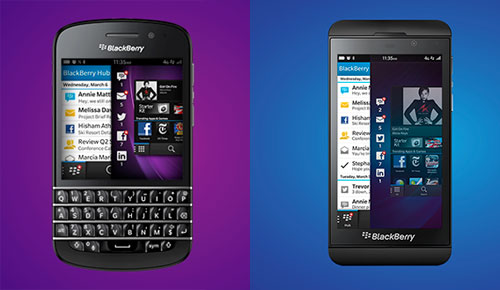 Links: BlackBerry Q10 / Rechts: BlackBerry Z10